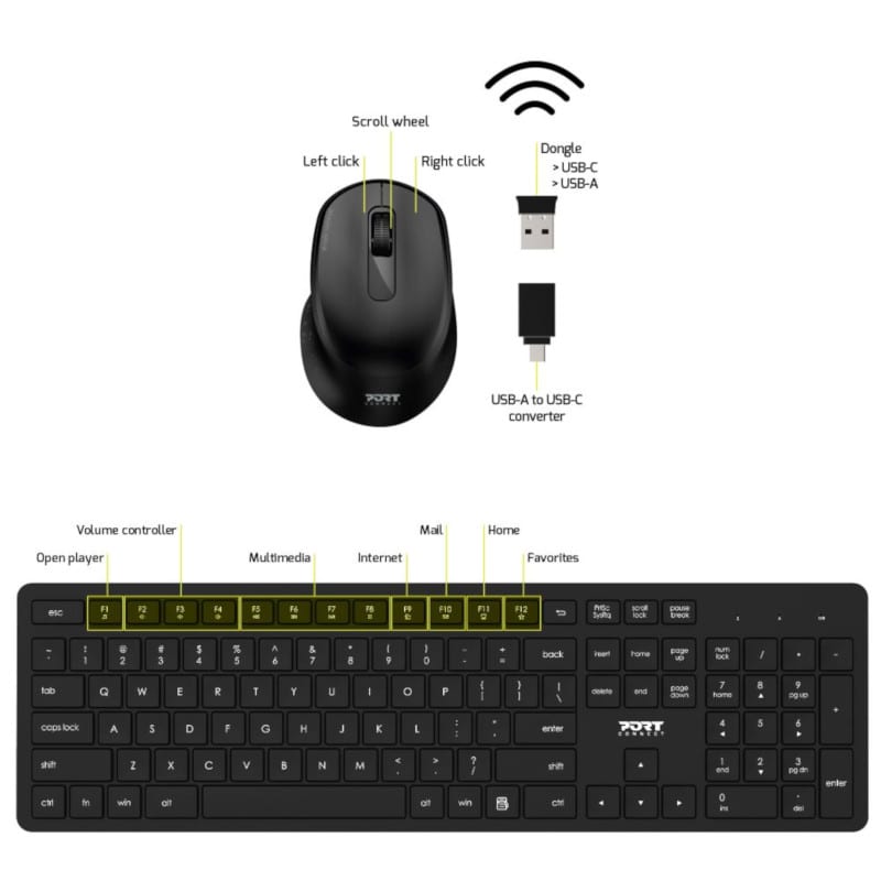 PORT KB Combo Wireless Keyboard + Mouse