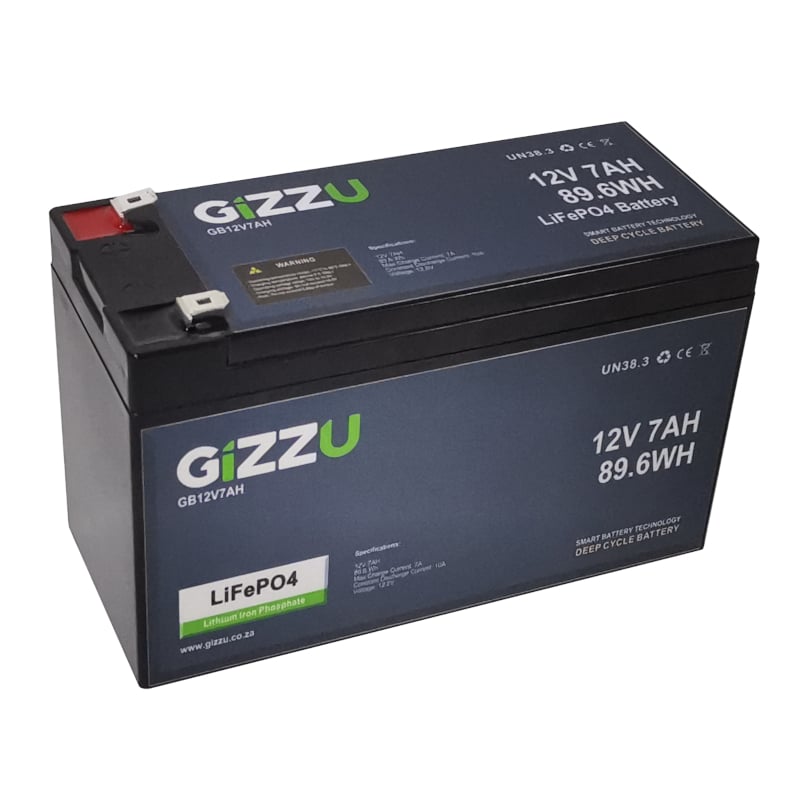 Gizzu 12V 7AH LiFePO4 Replacement Battery