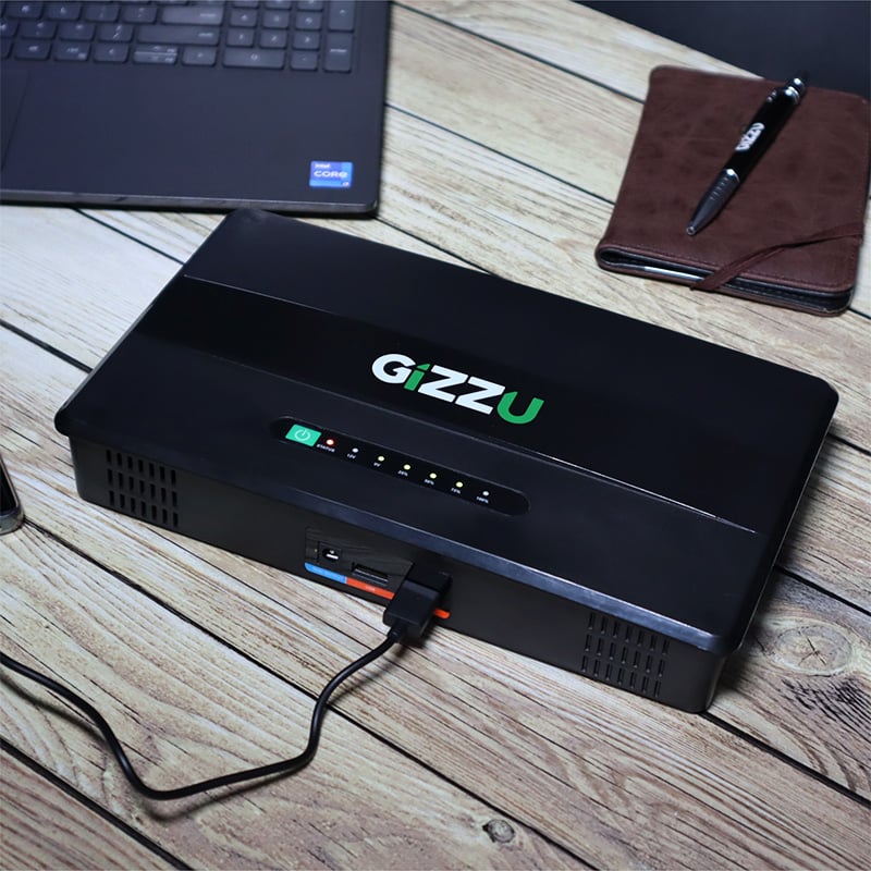 GIZZU 100W 46Wh 14400mAh Mini POE DC UPS LifePO4 - Black