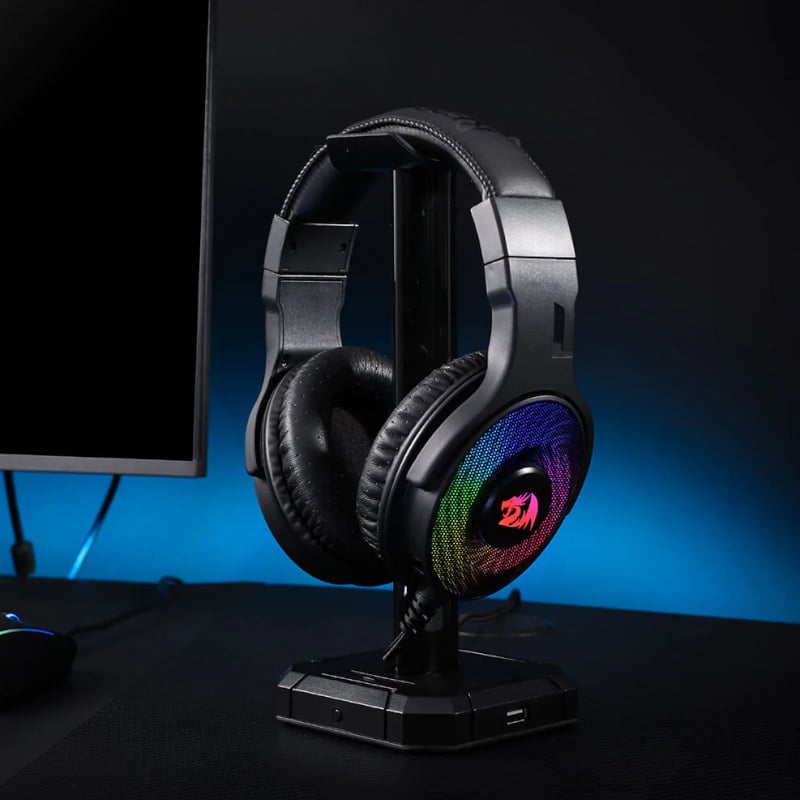 REDRAGON Over-Ear PANDORA USB (Power Only)|Aux (Mic and Headset) RGB Gaming Headset - Black