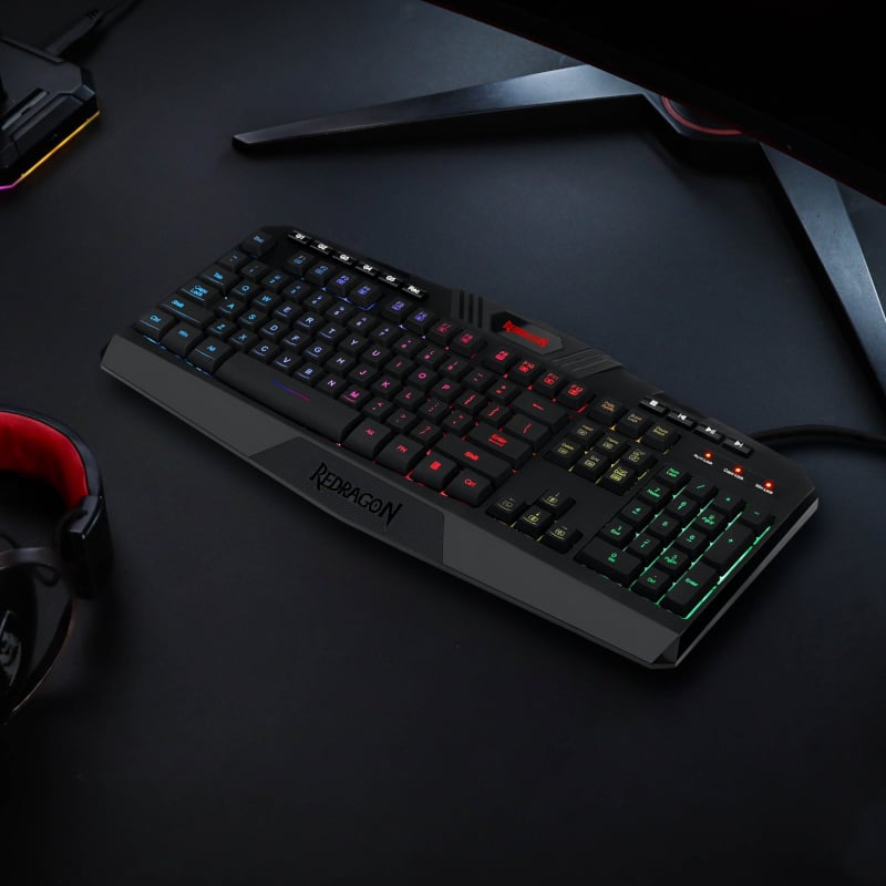 REDRAGON HARPE Membrane|RGB Backlit|12 Multimedia Keys|19 Non-Conflict Gaming Keyboard - Black