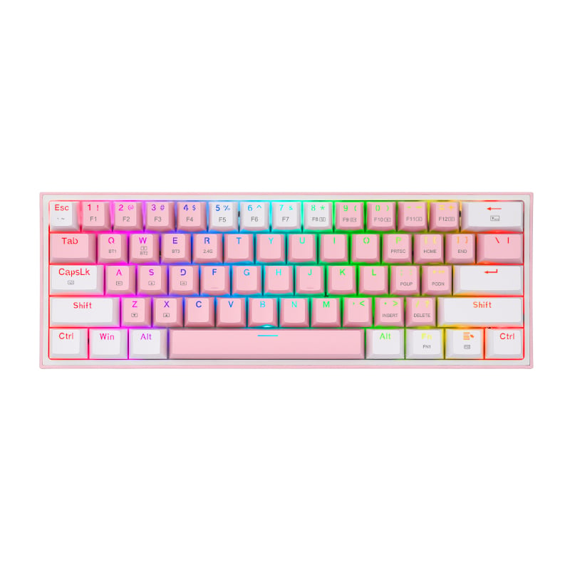 REDRAGON FIZZ PRO RGB 61 KEY Mechancal Wireless Gaming Keyboard - Pink/White