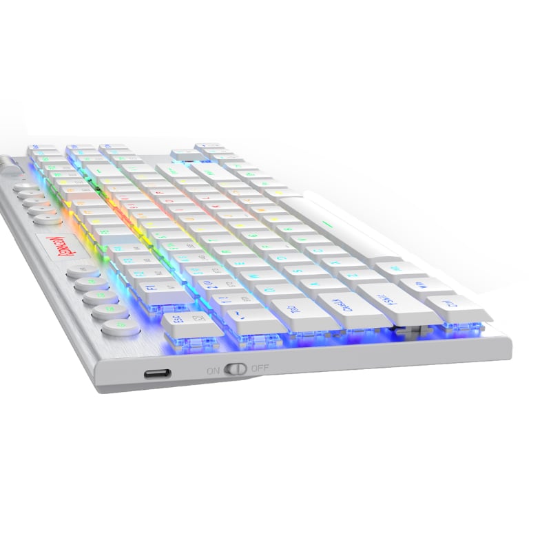 REDRAGON HORUS 87KEY RGB LED SUPER-SLIM ALU FRAME - White