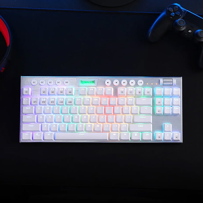 REDRAGON HORUS 87KEY RGB LED SUPER-SLIM ALU FRAME - White