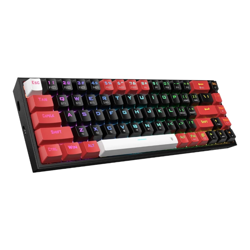 REDRAGON Castor Pro 68Key Wireless Red|Black|White KeyCap Bluetooth RGB Red Switch - Black|Red