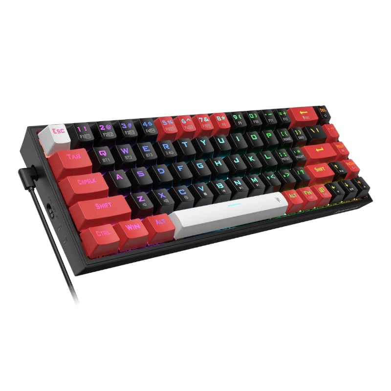 REDRAGON Castor Pro 68Key Wireless Red|Black|White KeyCap Bluetooth RGB Red Switch - Black|Red