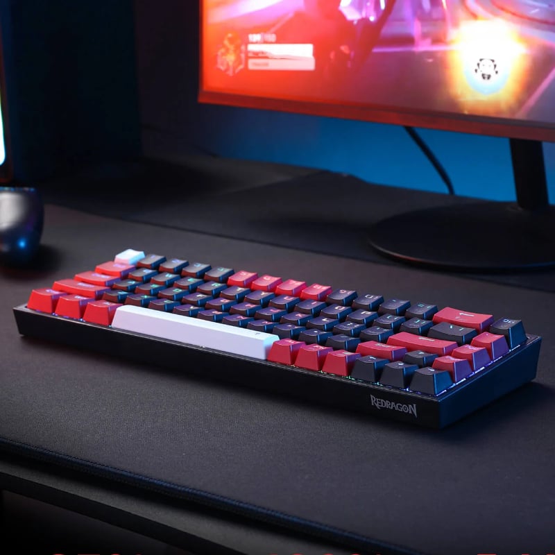 REDRAGON Castor Pro 68Key Wireless Red|Black|White KeyCap Bluetooth RGB Red Switch - Black|Red