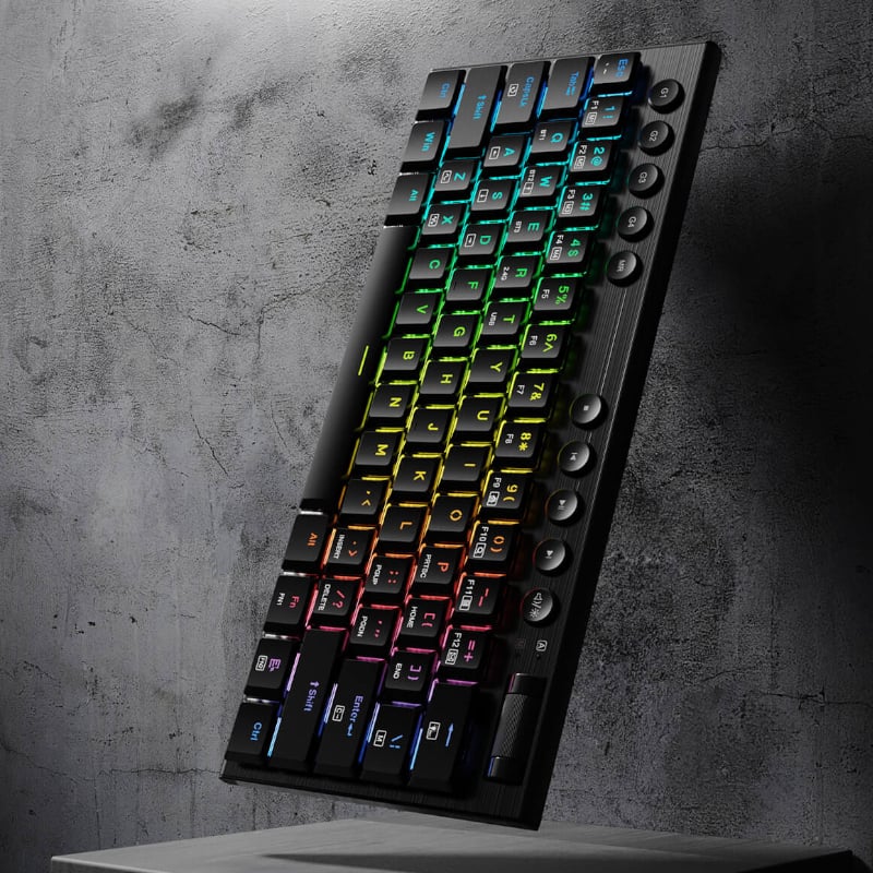 REDRAGON Noctis Pro 61Key Wireless Bluetooth Red Switch RGB Low Profile Gaming Mechanical Keyboard - Black