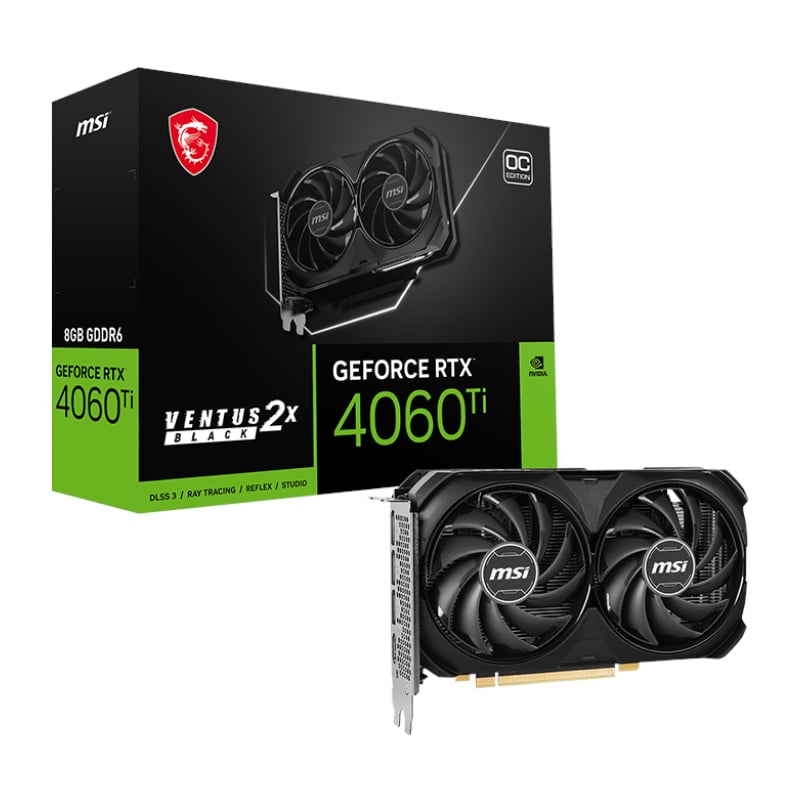 MSI Nvidia GeForce RTX 4060Ti Ventus 2x Black 8G GDDR6X 128-BIT Graphics Card